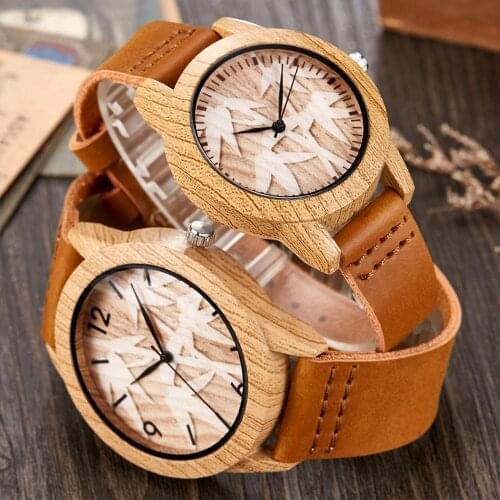 Animal Horse Wood Watch Men Women Couple Quartz Imitation Bamboo Wooden Watch Watches Soft Light Weight Brown Wrist Clock Reloj