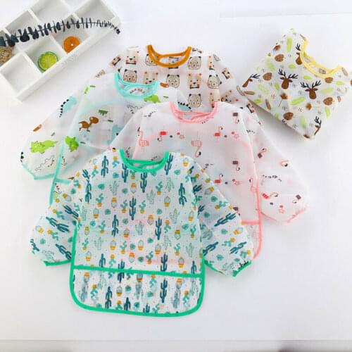 Pudcoco 2020 Baby Kids Toddler Long Sleeve Waterproof Art Smock Feeding Bib Apron Pocket