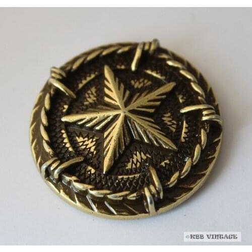 KB205) Wholesale 50pc 1'' Western Texas Star Conchos with Barb Wire Brass-Color Screwback Metal Concho
