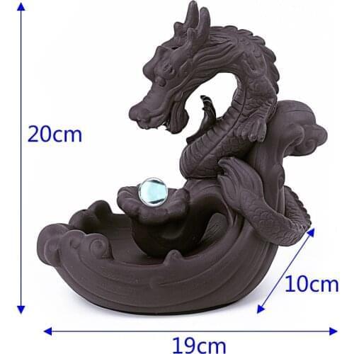 20 X 19 X 10cm Dragon Shaped Ceramic Smoke Waterfall Backflow Incense Burner Censer High Quality 2019 Hot