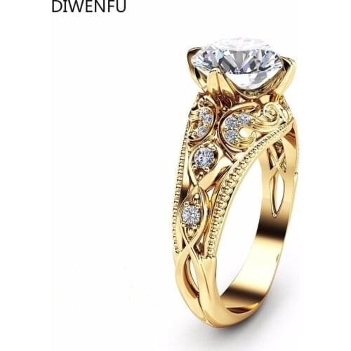 Soild 14K Yellow Gold Diamond Rings for Women Anillos Wedding Jewelry Gemstone Bijoux Femme Jewellery Bizuteria Engagement Rings
