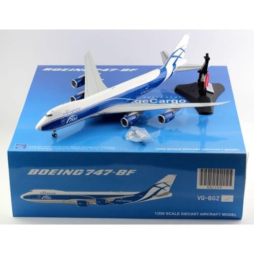 1:200 Alloy Collectible Plane Gift JC Wings XX2289 Air Bridge Cargo Boeing B747-8F Diecast Aircraft Jet Model VQ-BGZ With Stand