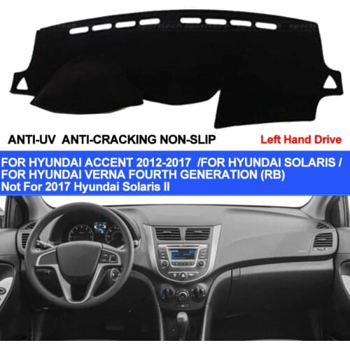TAIJS Car Dashboard Cover For Hyundai Accent Verna 2012 2013 2014 2015 2016 2017 Solaris Dash Mat Pad Carpet Anti-UV Anti-slip