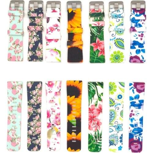 Fashion Floral Soft Silicone Strap Replacement Watchbands For Fitbit Versa/Versa 2/Lite Adjustable Strap With Spring Bars