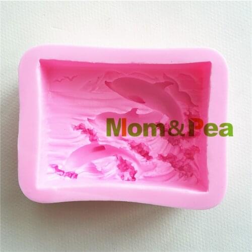 Mom&Pea MP146 Free Shipping Dolphin Silicone Mold Cake Decoration Fondant Cake 3D Mold Soap Mold Food Grade