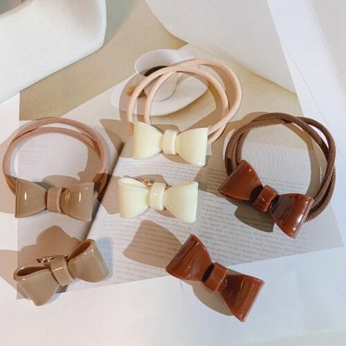 6psc/lot Hair Accessories Set Hair Clips for Women Hair Ties Elegant Bow Hair Clip Girls Elastic Hair Band Hair Rubber Band New