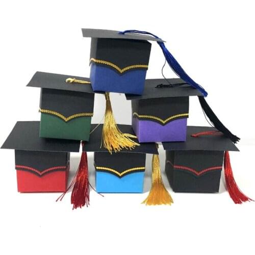 New Multicolor Doctor Hat Gift Box Candy Boxes Packaging Bags Graduation Party Favors Baby Shower Back To School