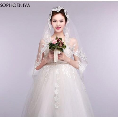 2021 New Arrival Beaded Bridal Cathedral Wedding Veil 3 Meters Long Grenadine Lace Polyester Adult Two Layer Appliqued Edge