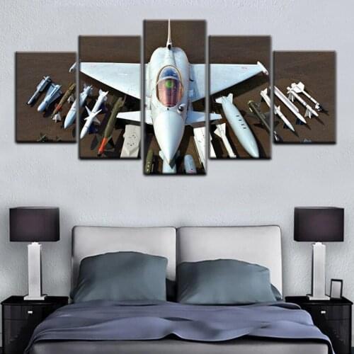 Poster 5 Panel Canvas Multiple Missile Fighter Nordic Living Room Home Decoration Wall Art Modular Modern Air Force Picture