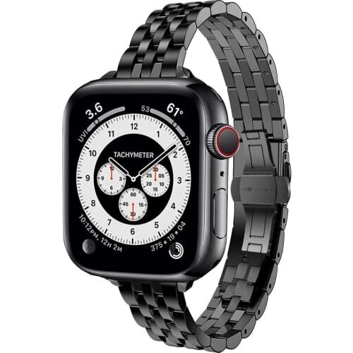 For Apple Watch Band 40mm 44mm 38mm 42mm Slim Stainless Steel Metal Wristband Strap for iWatch Series SE 6 5 4 3 2 1 Women Men