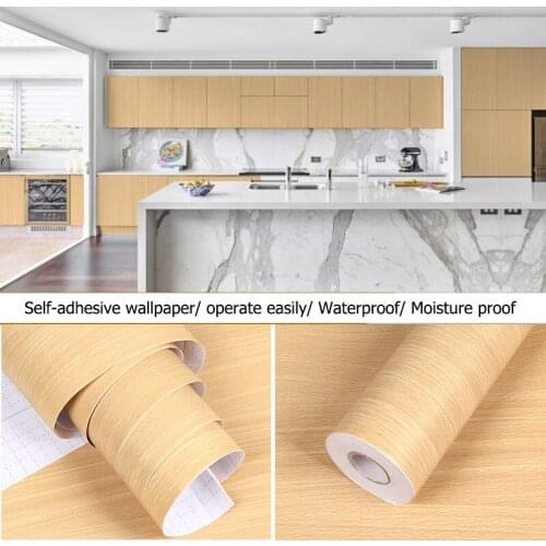 1M/3M Kitchen Wood Grain Stickers Self Adhesive PVC Wallpaper Furniture Countertop Stickers Home Floor Door Waterproof Paper