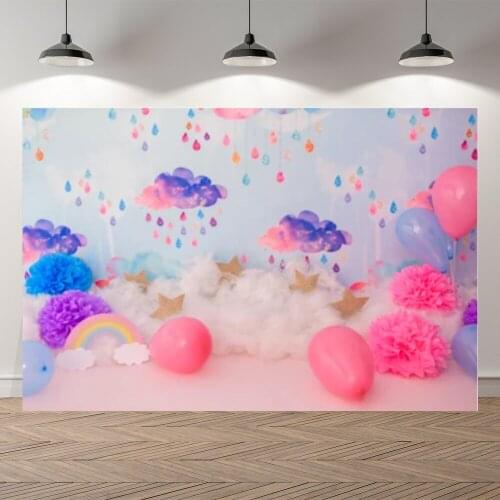 Seekpro Painting Balloon Sky Cloud Kids Portrait Happy Birthday Baby Shower Professional Studio Photography Backdrop Background