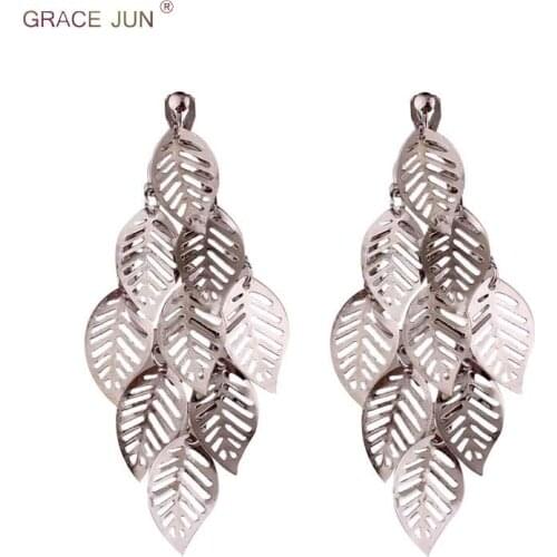 New Arrival Hollow-out Leaf Clip on Earrings Without Piercing for Women Party Prom No Pierced Earrings Charm Brincos