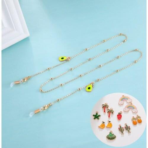 Skyrim Cute Avocado Beaded Glasses Chain KC Gold Color Sunglasses Holder Rope Necklace Eyewear Strap Mask Cord for Women Girls