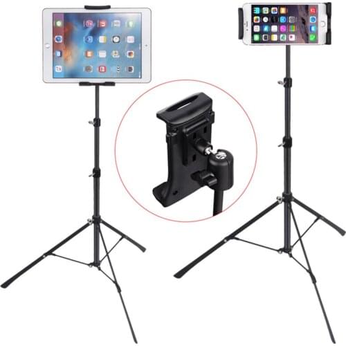 SMOYNG Portable Stretchable Tripod Floor Tablet Phone Stand Holder Adjustable Support For iPhone iPad Air Pro 4-12 Inch Mount