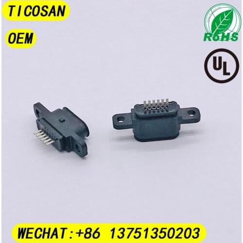 TICOSAN 10pcs Waterproof MICRO USB mic 5P Wire bonding MIRE USB female charger interface connector FOR Monitoring CAMERA