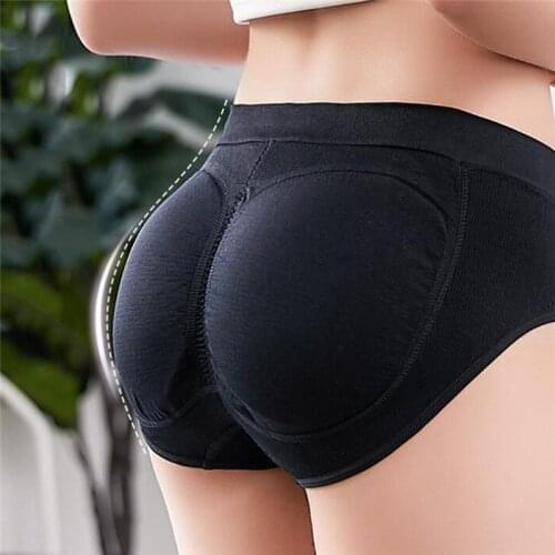 Woman Panties Sexy Mid-rise Panties Solid Color Underwear Ladies Padded Fake Ass Hip Abundant Buttocks Women Traceless Briefs