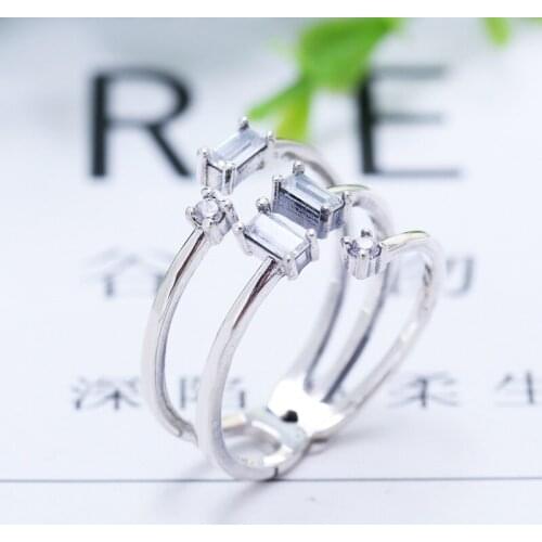 2020 New Original 925 Silver Open Ice Cube Ring For Women Resizable Wedding Engagement Pan Rings DropShipping