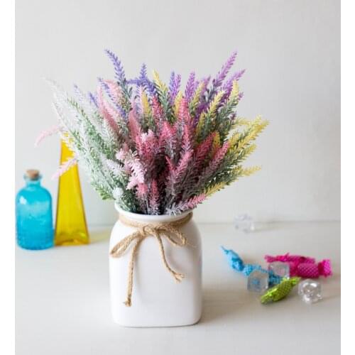 1 bouquet de fleurs artificielles romantiques, Vase décoratif de mariage en plastique, lavande, pour la maison, fleur de noël