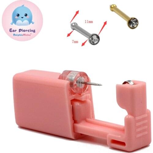 1 Units Pink Disposable Safe Sterile Piercing Unit For Nose Studs Piercing Gun Piercer Tool Machine Kit Stud Earring