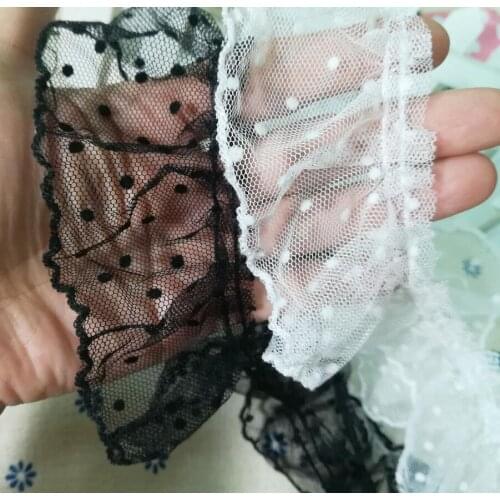 1Yards Guipure Mesh Cotton Lace Fabric Dot Lace Ribbon Fabric Trim Applique Laces Wide 6cm Tulle Lace Collar Sewing dentelle LH1