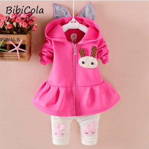 2020 Girl Spring Clothes Set Newborn Clothes Cartoon Hooded Coat+Pant 2Pcs Regular Sleeve Girl Clothes Toddler Kids Outfit Sets
