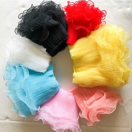 3 yards 18cm 7.08" width black/ivory/pink/orange/red/yellow/blue ruffled mesh lace trim ribbon S5Q79HB13041601