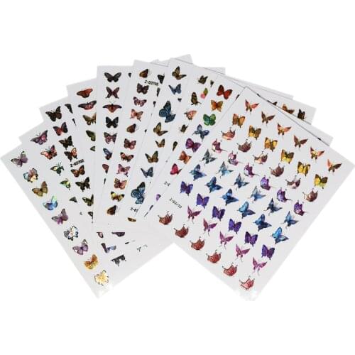 3D Holographic Butterfly Nail Stickers Back Glue Colorful Decals Slider Sticker DIY Decorations Manicure Nails Art Tool Ornament
