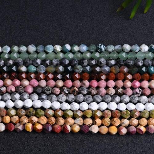 8mm Faceted Natural Stone Beads DIY Round Loose Cut Angle Stone Beads For Jewelry Making Bracelet Necklace Strand 15