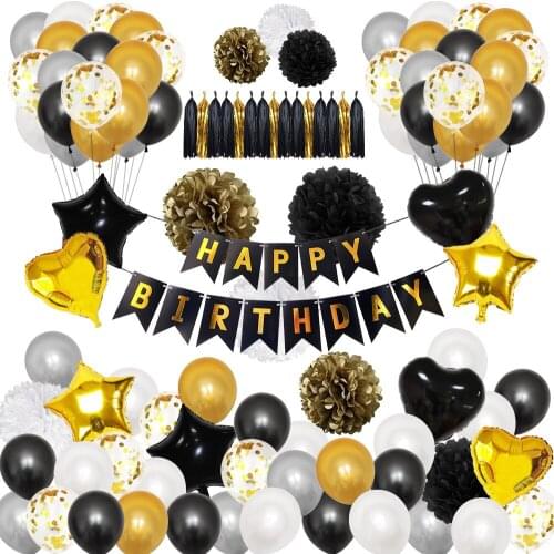 99pcs/lot Gold Black Silver Latex Balloons Wedding Balloons Birthday party decoration Baby Shower Party Decor Supplies Kids Toy