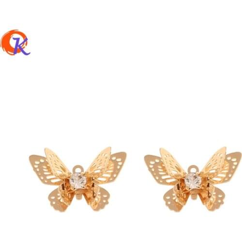 Cordial Design 50Pcs 12*20MM Jewelry Accessories/Hand Made/CZ Charms/Genuine Gold Plating/Bowknot Shape/DIY Earring Findings