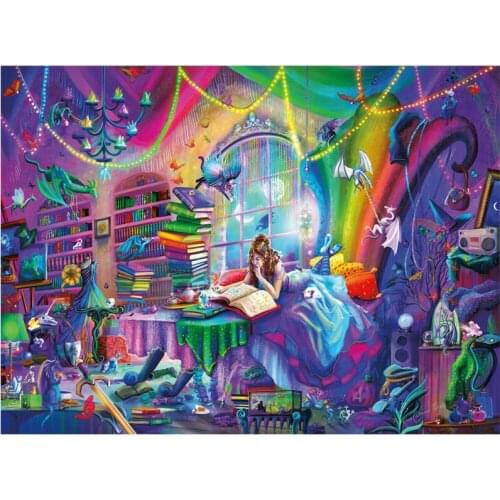 Fantasy MAGIC STUDY diamond painting cross stitch Full Square Round diamond embroidery Cartoon Crystal mosaic Home Decor EE2116