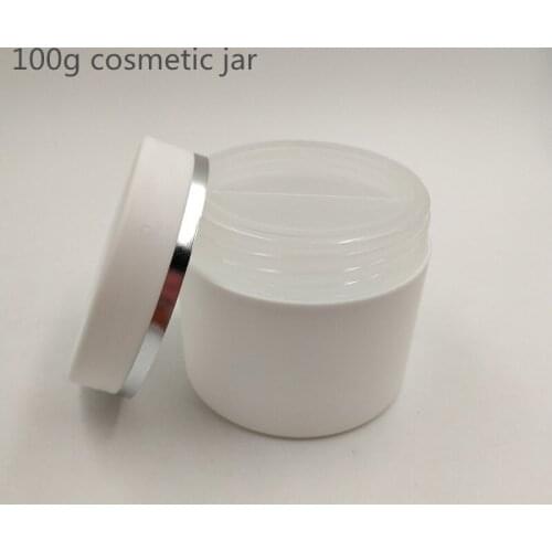 Free shipping 10pcs/lot White double wall 100ml plastic cosmetic jars containers for plastic cream packaging jars