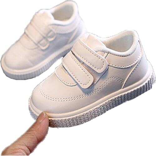 Bibihou Children Pure White Black Pink Shoes Hook Loop Solid Fashion All-Match Kids Shoes Boys Casual Not-Slip Wear Size 21-30