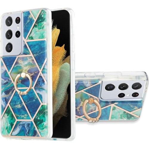 Ring Stand Case For Samsung A12 A51 A71 A21S A50 A02S A32 A42 A52 A72 S21Ultra S20 Cover Splice Marble Silicone Soft Phone Coque