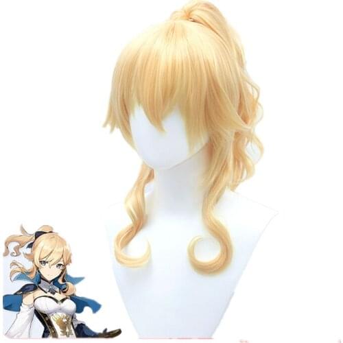 Game Genshin Impact cosplay Jean wig Golden ponytail short hair + Free brand wig net