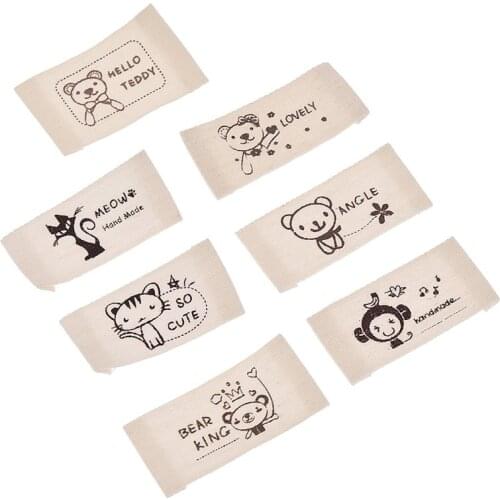 50pcs Cute Animal Washable Cloth Handmade Sew-On Tags Labels For DIY Craft Children Garment Accessories Supplies
