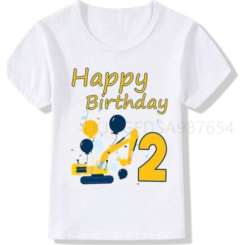 Excavator Birthday T-shirt Boys and Girls Cute Number T-shirt Funny T-shirt 2-8