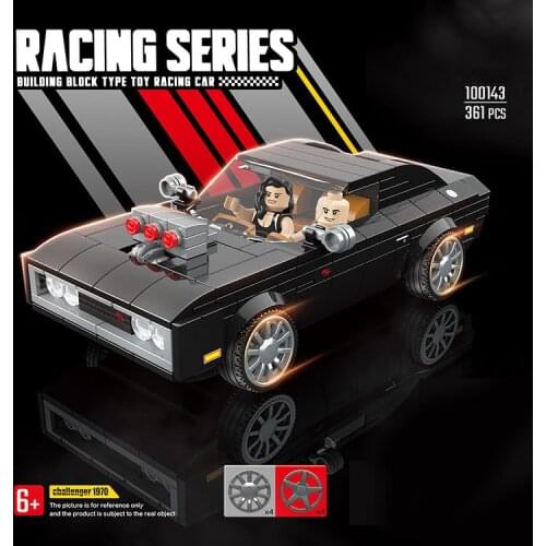 City mini vehicle racing FAST building block Dominic Toretto Letty racer figure 1970 Dodge Challenger Muscle sport car brick toy