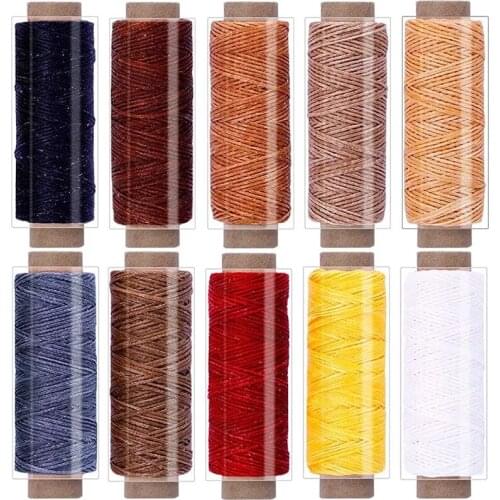 Imzay 10PCS 550Yards Leather Sewing Waxed Thread,Spool Stitching Thread For Leather Craft DIY,Bookbinding,Shoe Repairing