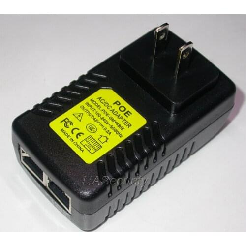 POE power injector for IP network camera input AC100-240V / output DC48V Mid-Span 4/5(+) 7/8(-) 0.5A (max)