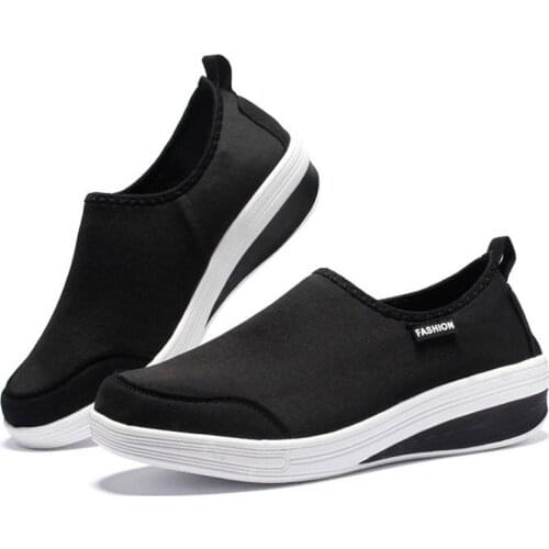Fashion slip-on sneakers women new solid color breathable wedge platform casual shoes women sneakers plus size tenis feminino