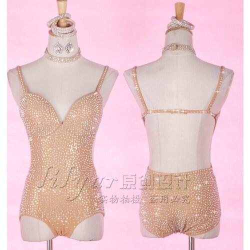 Latin ballroom dance Women Sexy V-collar with suspender belt and open back