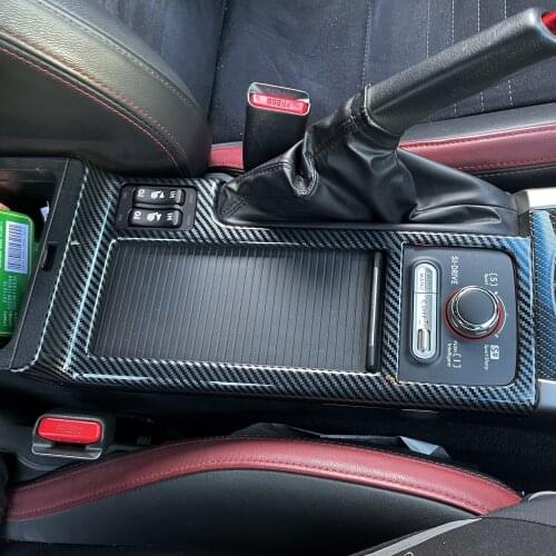 LHD! Car Styling 1PCS ABS Carbon Fiber Interior Gear Shift Panel Water Cup Cover Trim for Subaru WRX STi 2015-2019 Accessories
