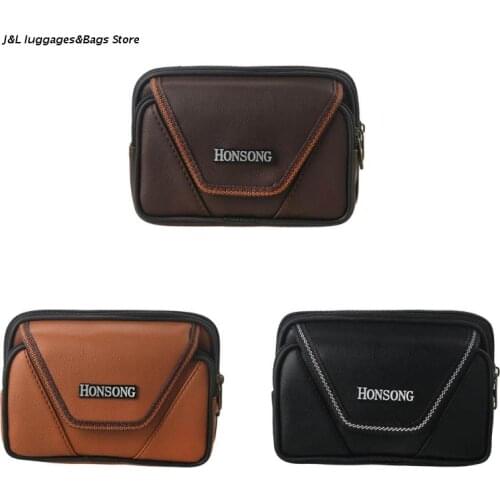 M68C Men Vintage PU Leather Waist Bag Phone Pouch Sport Belt Hip Belt Loop Holster Wallet Carry Case Purse