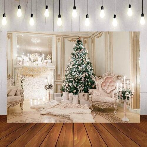 Mehofond Merry Christmas Photography Background Christmas Tree Fireplace Candle Gift Backdrop Decor Photo Studio Backdrop