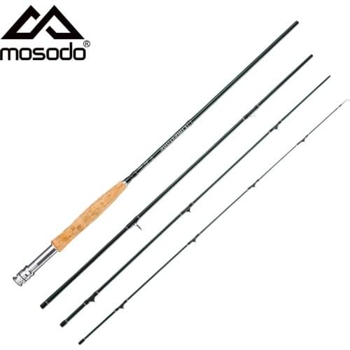 Mosodo Carbon Fly Fishing Rod #6 #8 2.7M 4 Sections Cork Handle Fishing Pole Portable Lightweight Bass Spinning Rod Tackle
