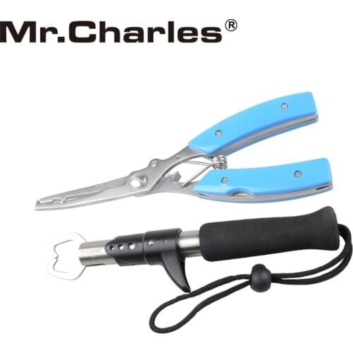 Mr.Charles Stainless Steel Fish Control Grip Gripper Lure Multifunctional Plier Hook Plier Fish Pliers Fishing Tools Tackle Set