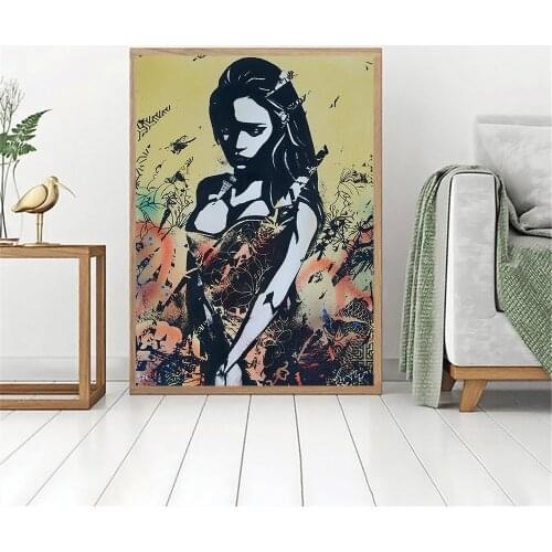 Wall Art Graffiti Canvas Poster Print Painting Street Art Sex Girl Art on Canvas Wall Picture for Living Room Home Decoration