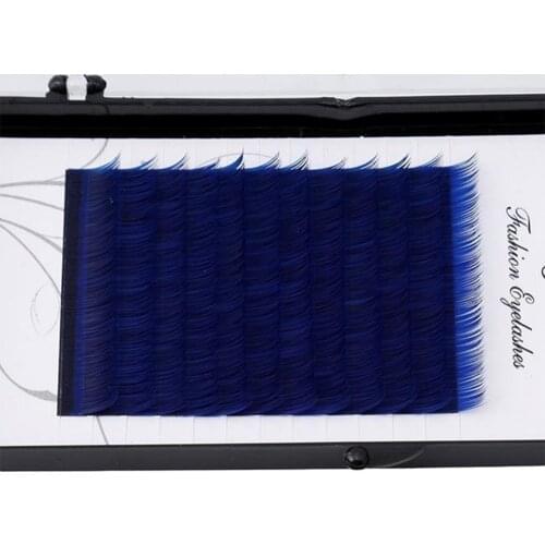 Charming 12 Rows/Tray of Individual False Eyelashes Extension 0.20mm C/D Curl Makeup Tools Blue Color Sexy Makeup Tools #260795